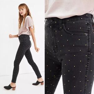 Madewell metallic dot black 10 inch high rise‎ jean